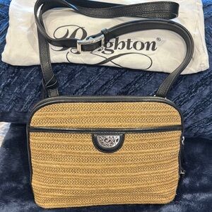 Brighton Crossbody Bag Tan Black Woven Design
